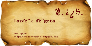 Mazák Ágota névjegykártya